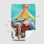 Motorcycle Vintage Pinup Girl Golf Towel at Zazzle