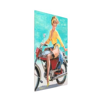 Motorcycle Vintage Pinup Girl Metal Print by PinUpGallery at Zazzle