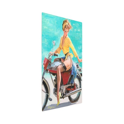 Motorcycle Vintage Pinup Girl Metal Print