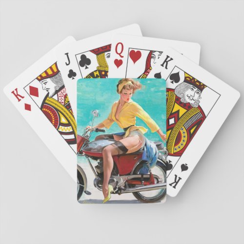 Motorcycle Vintage Pinup Girl Poker Cards