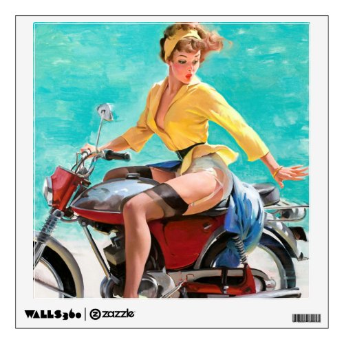 Motorcycle Vintage Pinup Girl Wall Decal