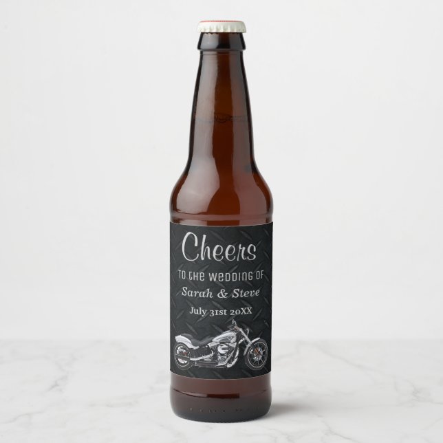 Motorcycle Wedding Cheers Beer Label (Front)