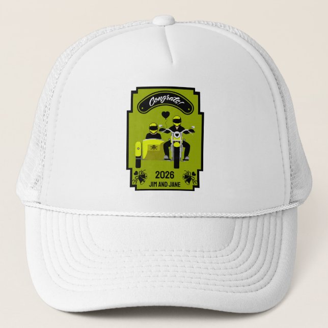Motorcycle Wedding Gifts For Couple Trucker Hat (Front)