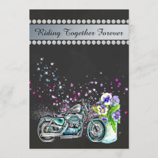 Motorcycle Wedding Invitation with Mason Jar