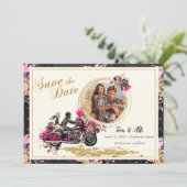 Motorcycle Wedding Photo Save the Date Invitation (Standing Front)
