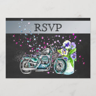 Motorcycle Wedding RSVP with Mason Jar Invitation