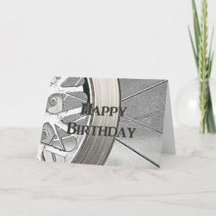 Motorcycle Wheel Happy Birthday Card