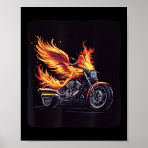 Motorcycle Wings In Flames For Burning Bikes Lover Poster