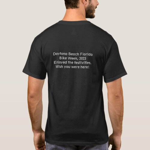 Motorcycle with black Daytona Beach Bike Week 2023 T_Shirt