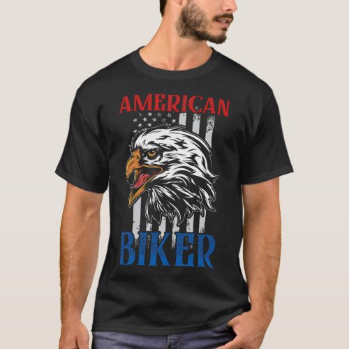 Motorcycle with eagle head  typography American T_Shirt