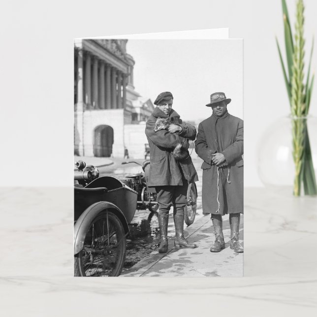 Motorcycle with Sidecar, 1918 Card (Front)