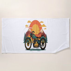 Motorcycle with USA Flag, 4th July Beach Towel