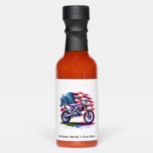 Motorcycle with USA Flag, 4th July Hot Sauces