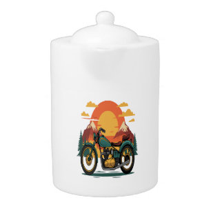 Motorcycle with USA Flag, 4th July Teapot
