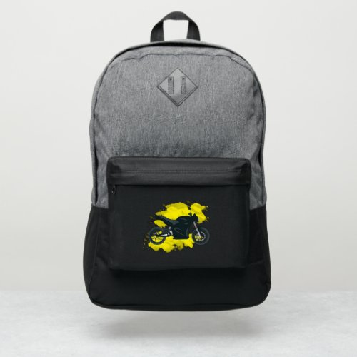 Motorcycle with Watercolor Background Design Port Authority Backpack