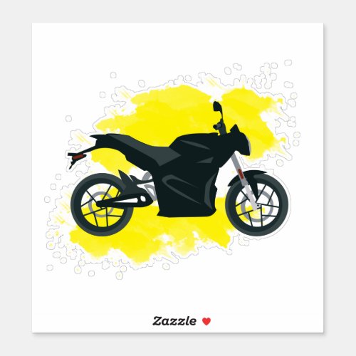 Motorcycle with Watercolor Background Design Sticker