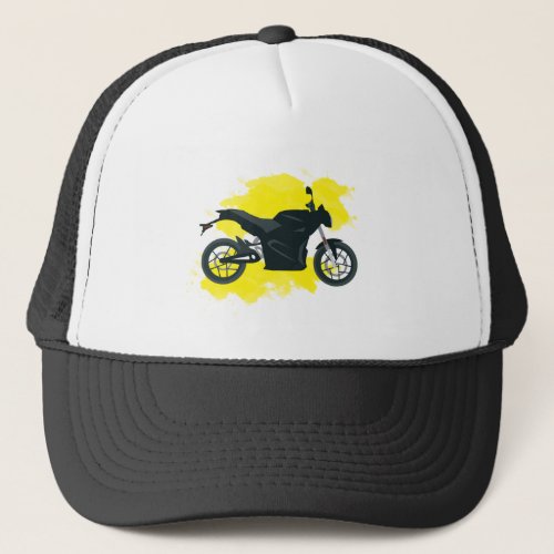 Motorcycle with Watercolor Background Design Trucker Hat