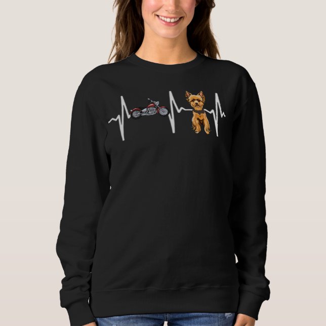 Motorcycle Yorkshire Terrier Heartbeat Dog Sweatshirt (Front)