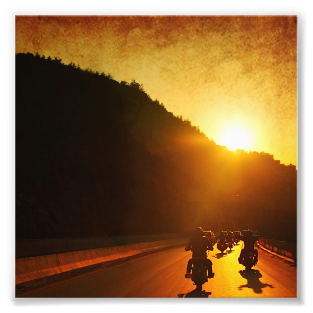 Motorcycles at Sunset Photo Print (Front)