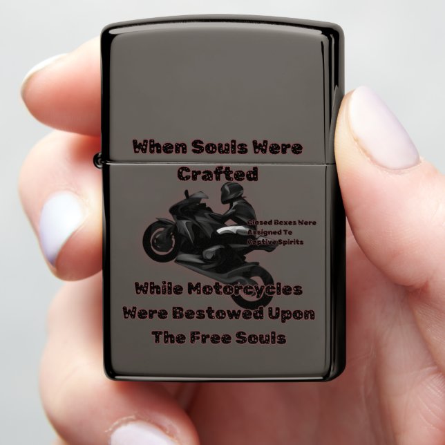 Motorcycles Bestowed Upon The Free Souls Racing Zippo Lighter (In Hand)