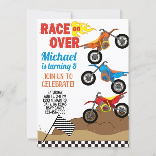 Motorcycles dirt bikes boy birthday invitation invitation