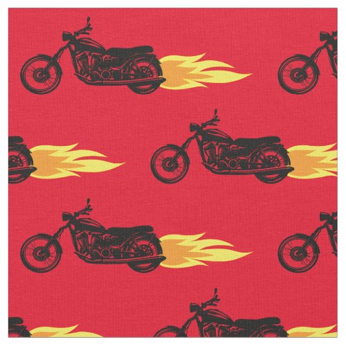 Motorcycles Flaming Mens Bikes Biker Fabric