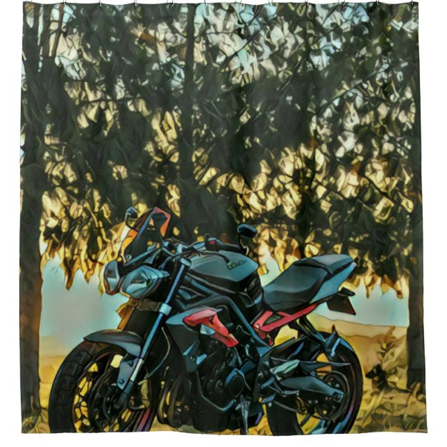 Motorcycles gift shower curtain (Front)