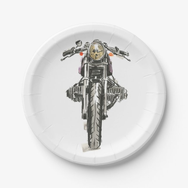 Motorcycles in Ink II Paper Plates (Front)