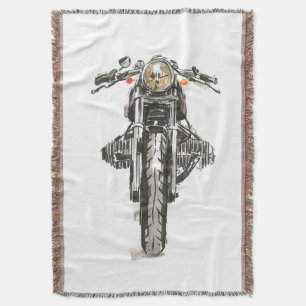 Motorcycles in Ink II Throw Blanket