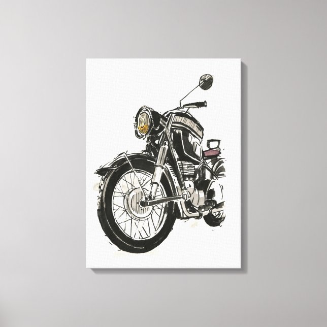 Motorcycles in Ink IV Canvas Print (Front)