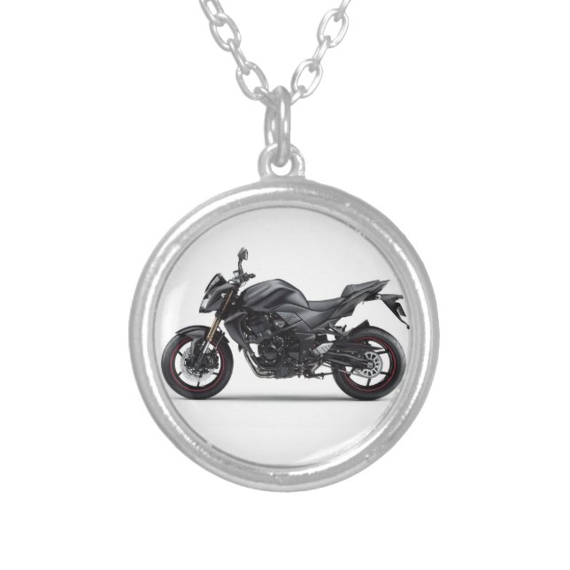 motorcycles kawasaki z750 silver plated necklace (Front)