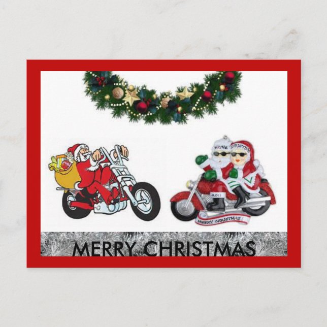 Motorcycles Merry Christmas post card (Front)