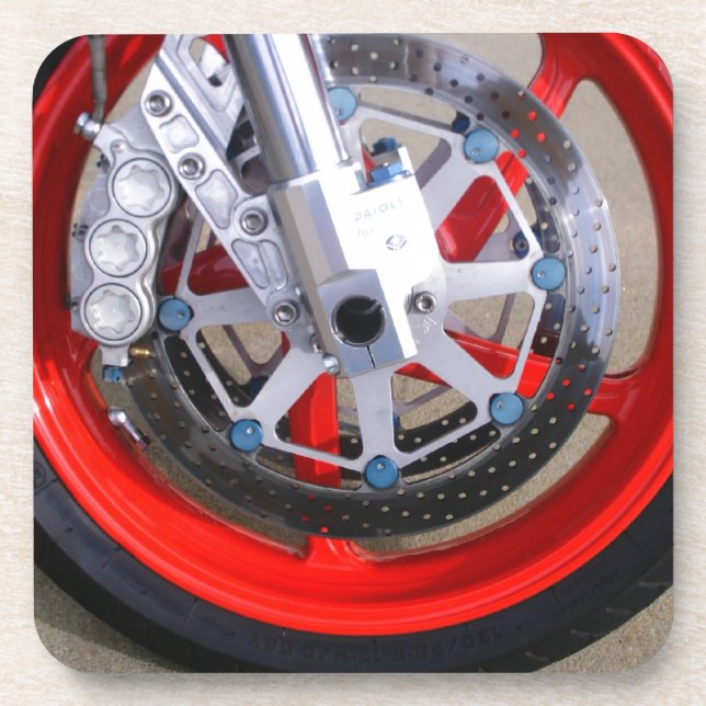 Motorcycles Motorcycle Wheel Red Rims Photo Beverage Coaster (Front)