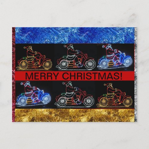 Motorcycles on a Christmas Postcard