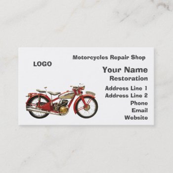 Motorcycles Repair Shop Business Card by sergioyio at Zazzle