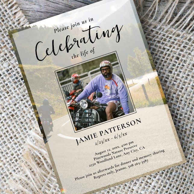 Motorcyclist, Biker Celebration of Life Photo  Invitation (Creator Uploaded)