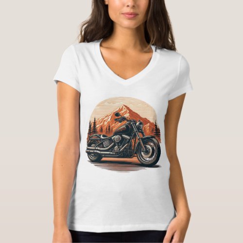 Motorcyclist on the road to adventure T_Shirt