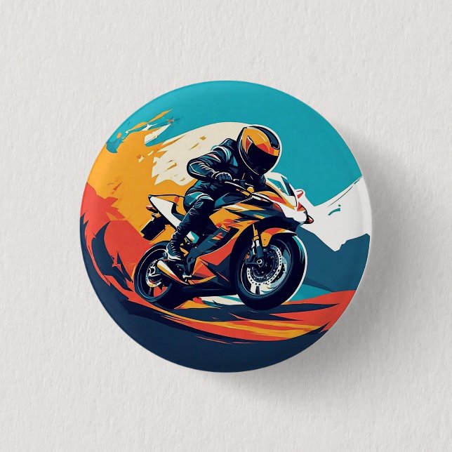 Motorcyclist Racing Button (Front)