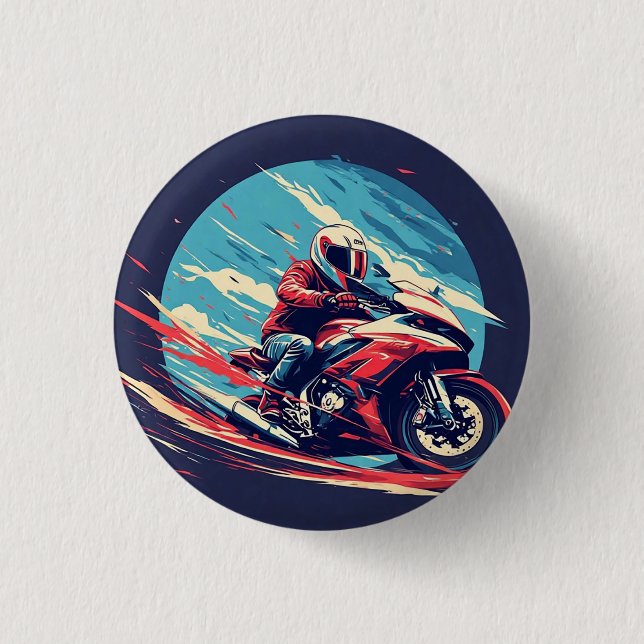 Motorcyclist Racing Button (Front)
