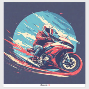 Motorcyclist Racing Sticker
