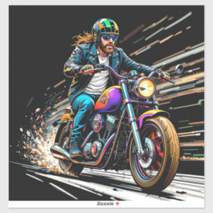 Motorcyclist Racing Sticker