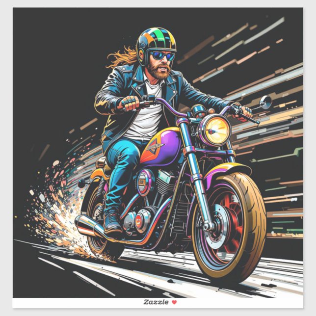 Motorcyclist Racing Sticker (Sheet)