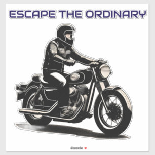 Motorcyclist Riding Classic Motorcycle Sticker
