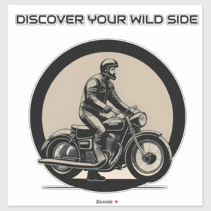 Motorcyclist Riding Classic Motorcycle Sticker