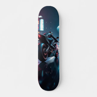 Motorcyclist Riding His Machine Skateboard