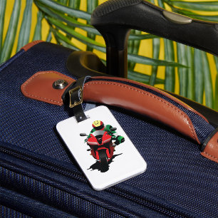 Motorcyclist Riding Red Sportbike Luggage Tag
