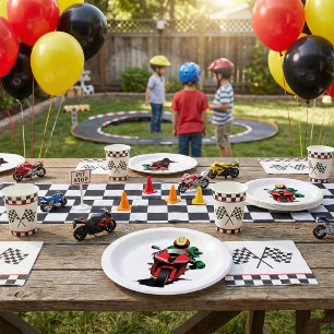 Motorcyclist Riding Red Sportbike Paper Plates