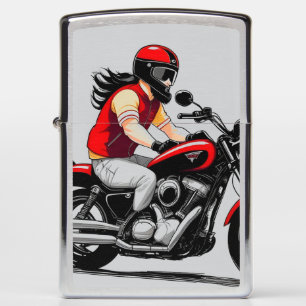 Motorcyclist Riding Through Action-Packed Street Zippo Lighter