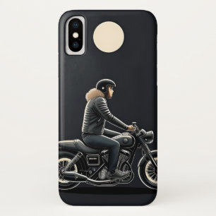 Motorcyclist Riding Under Moonlit Sky iPhone X Case
