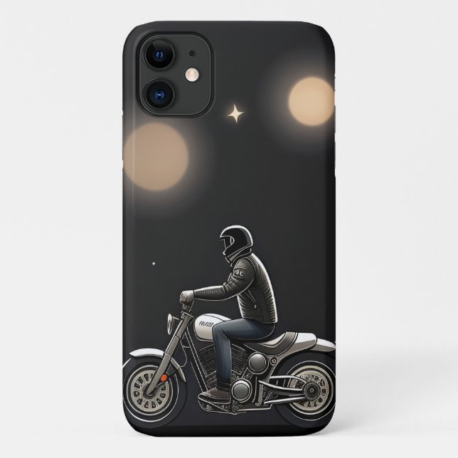 Motorcyclist Riding Under Moonlit Sky Case-Mate iPhone Case (Back)